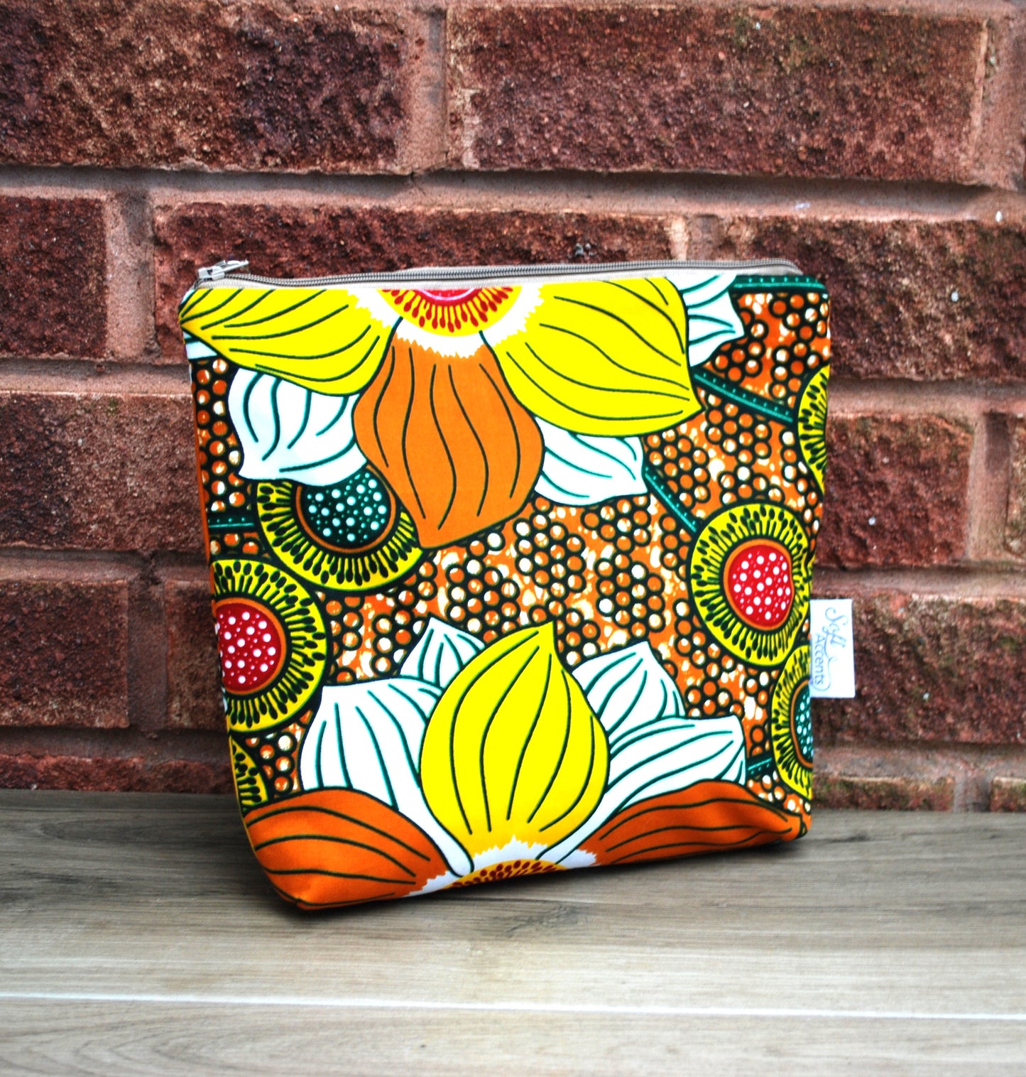 Floral African print fabric tall/large Wash Bag