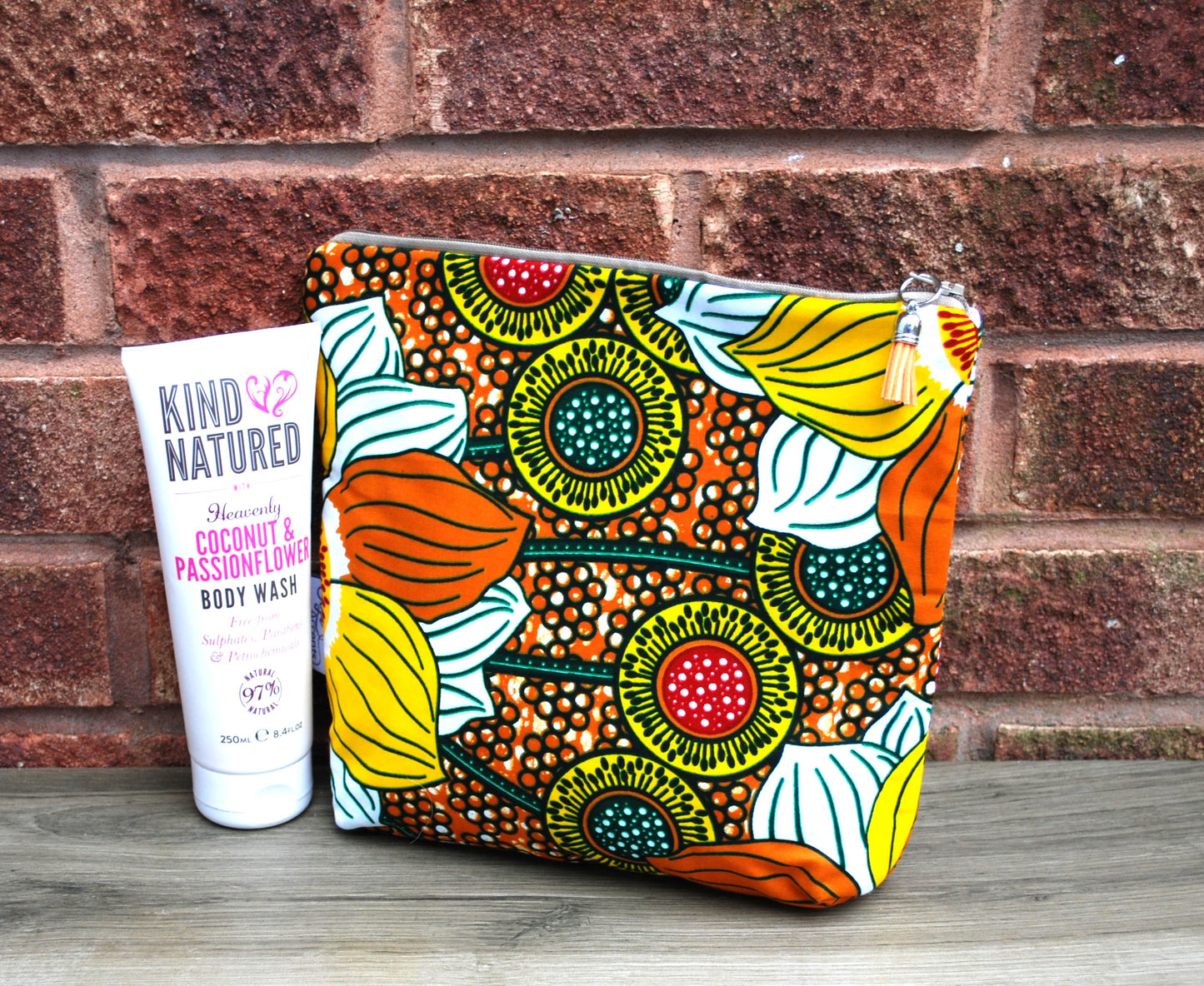 Floral African print fabric tall/large Wash Bag