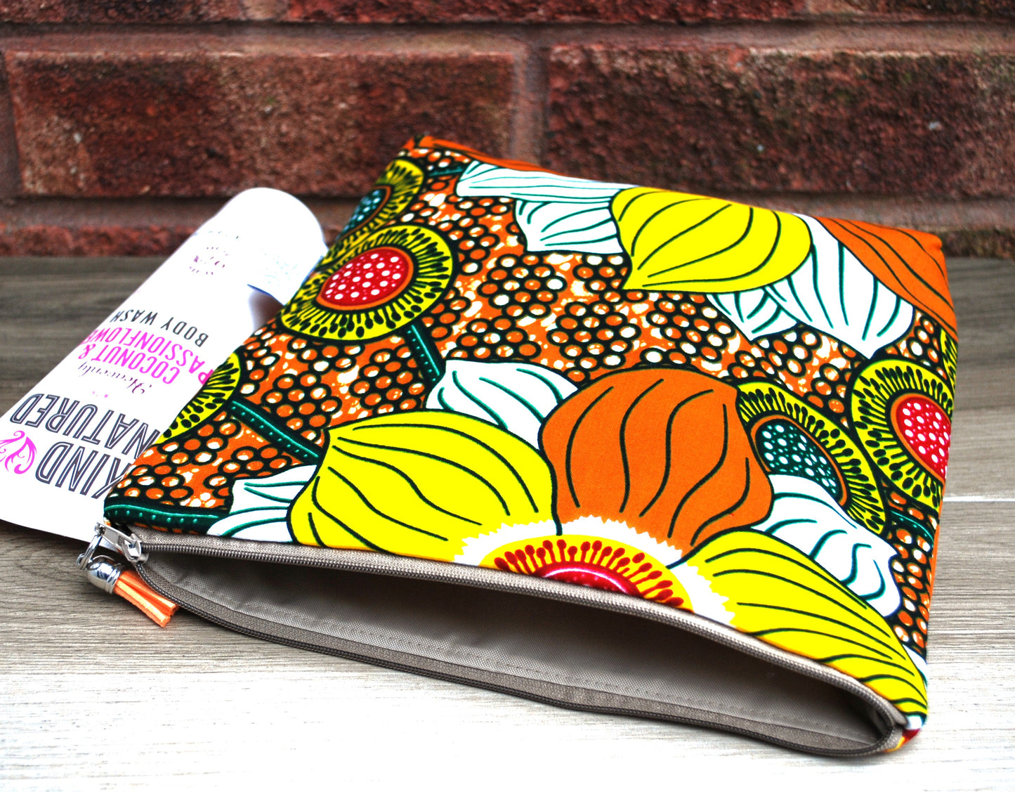 Floral African print fabric tall/large Wash Bag