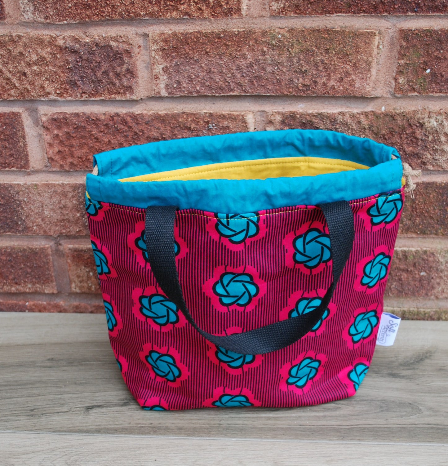 Medium Farai Project Bag in Magenta & Turquoise African Print Fabric