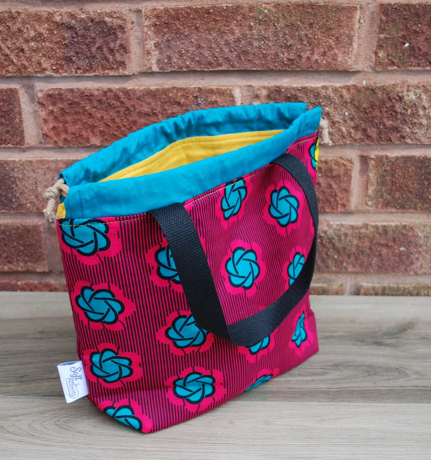 Medium Farai Project Bag in Magenta & Turquoise African Print Fabric