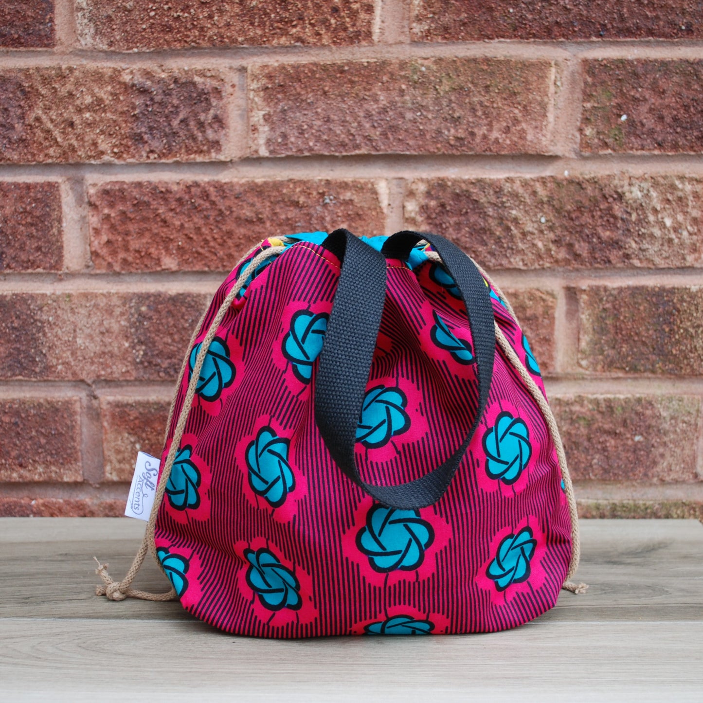 Medium Farai Project Bag in Magenta & Turquoise African Print Fabric