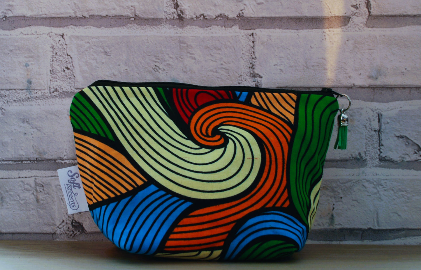 Rainbow swirl print medium zipper pouch Makeup Bag