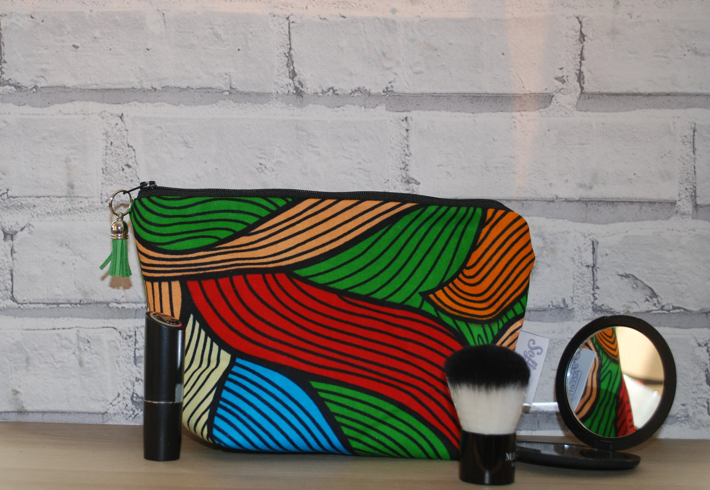 Rainbow swirl print medium zipper pouch Makeup Bag