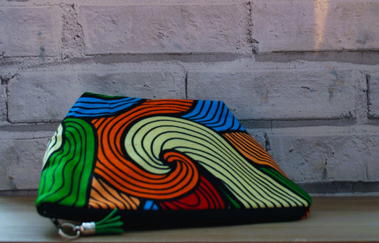 Rainbow swirl print medium zipper pouch Makeup Bag